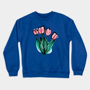 watercolor pink tulips Crewneck Sweatshirt